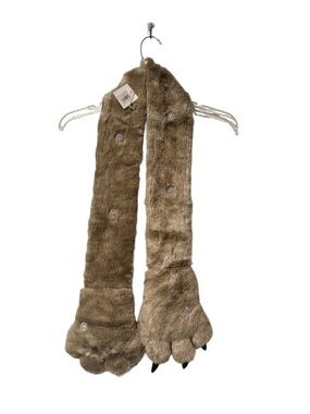 Furry Plush Faux Fur Animal costume Scarf w Paws and Claws one size adult